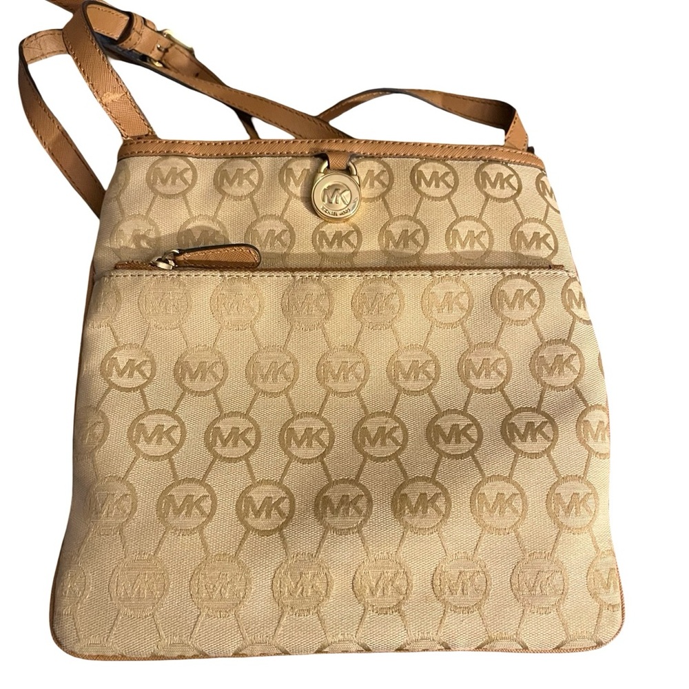 Michael Kors Cream and Tan Crossbody Bag